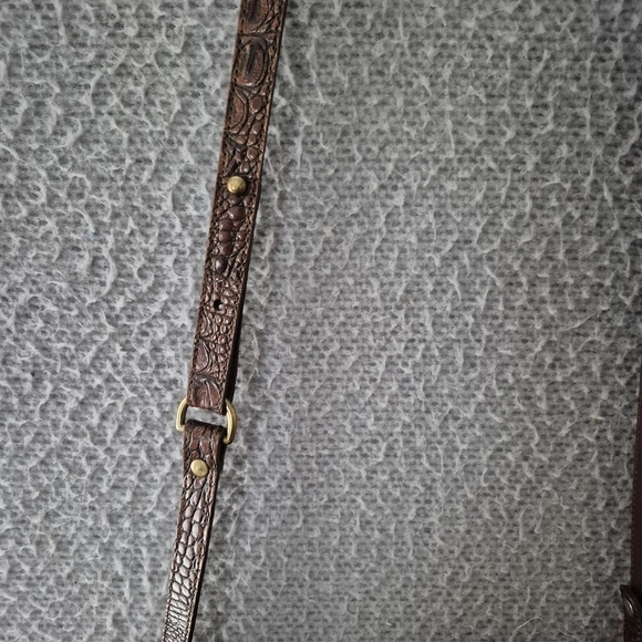 Vtg Brahmin Two-toned Black and Brown Leather Crossbody Bag Croc Embossed - Picture 9 of 13